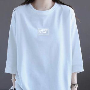 Casual Drop Shoulder 3/4 Sleeve Crew Neck T-shirt, Women's Clothing